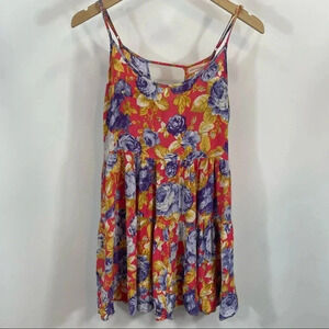 Band of  Gypsies Floral Crinkle Mini Dress